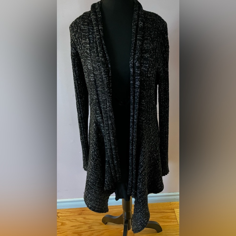 Black Cardigan with Silver Threading size L (14/16)